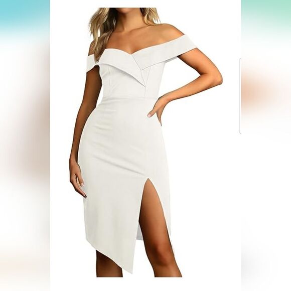 NWT Off The Shoulder Dresses Wedding Guest Cocktail Party Bodycon Split … - Picture 4 of 16